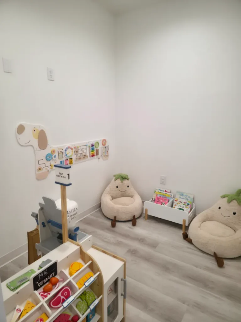 Kids play area in the waiting room at MK Dental Studio, a family dentist in Fulshear, TX